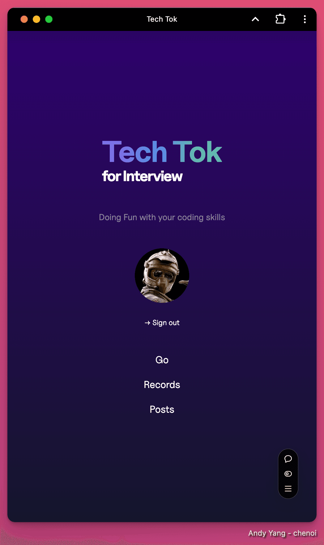 Tech Tok interface screenshot